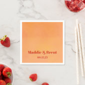Bold Modern Orange Watercolor Sunset Wedding スタンダードカクテルナプキン (インサイチュ)
