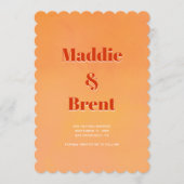 Bold Modern Orange Watercolor Sunset Wedding セーブザデート (正面)