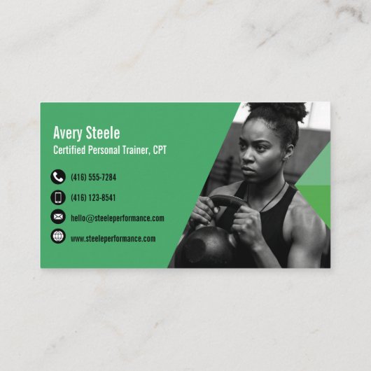 Bold Modern Personal Trainer Fitness Coach Photo 名刺 (裏面)
