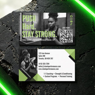 Bold Modern Personal Trainer Fitness Coach Photo 名刺