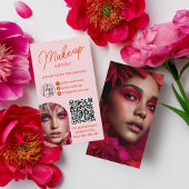 Bold Modern Pink Makeup Artist 2 Photos Qr Code 名刺