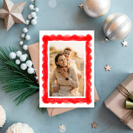 bold modern red RETRO christmas photo frame シーズンカード