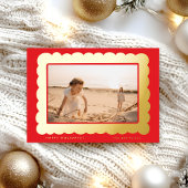 bold modern retro red festive frame 箔シーズンカード