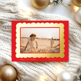 bold modern retro red festive frame 箔シーズンカード