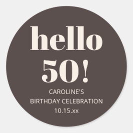 Bold Modern Simple Brown 50th Birthday Party Favor ラウンドシール