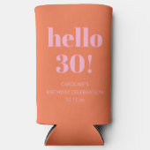 Bold Modern Simple Orange Pink 30th Birthday Party スリム缶クーラー (正面)