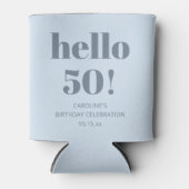 Bold Modern Simple Soft Blue 50th Birthday Party 缶クーラー (正面)