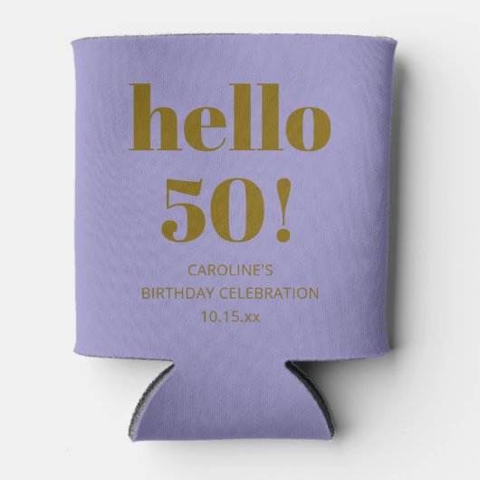 Bold Modern Simple Soft Purple 50th Birthday Party 缶クーラー (正面)