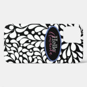 Bold modern white flowers on black background Case Case-Mate iPhoneケース (裏面 (横))