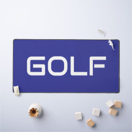 Bold Modern White GOLF Text Deep Blue Background デスクマット
