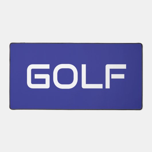 Bold Modern White GOLF Text Deep Blue Background デスクマット (正面)