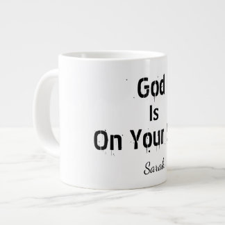 Bold Modern White Name Faith God Is On Your Side  ジャンボコーヒーマグカップ