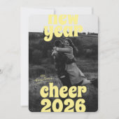Bold Modern Yellow New Year Cheer 2026 Photo シーズンカード (正面)