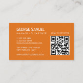 Bold Molded Construction Business QR Code Orange 名刺 (裏面)