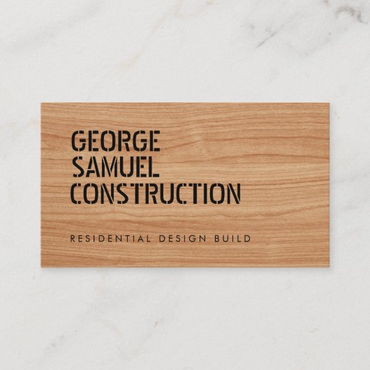 Bold Molded Construction Business QR Code Wooden 名刺 (正面)