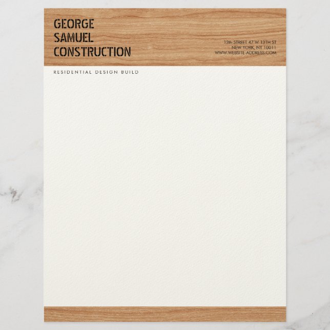 Bold Molded Wood Texture Construction Business レターヘッド (正面)