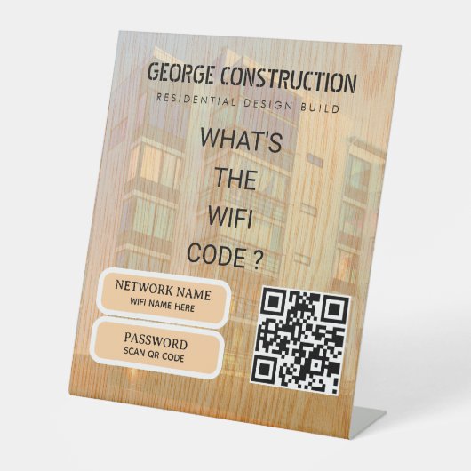 Bold Molded Wooden Texture Construction Business 台座サイン (正面)