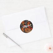 bold monarch butterfly wing pattern personalize ラウンドシール (封筒)