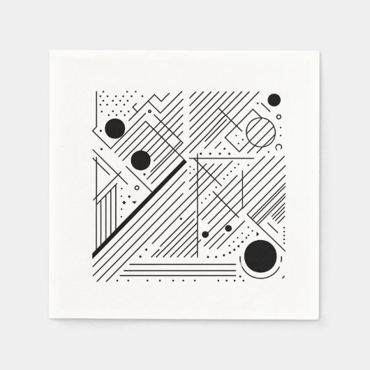 Bold Monochrome Geometry スタンダードカクテルナプキン (正面)