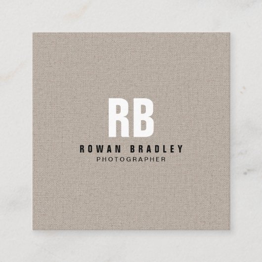 Bold Monogram Linen Or Code Professional スクエア名刺 (正面)