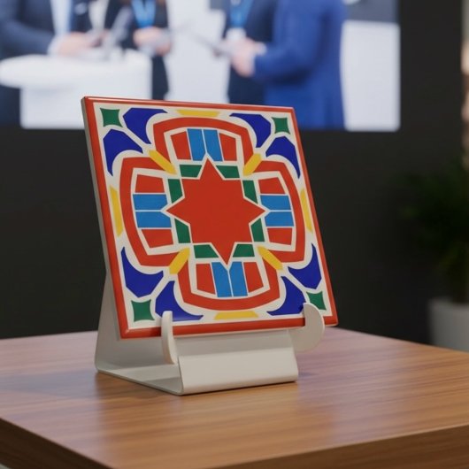 Bold Moroccan Star Ceramic Tile Red Orange タイル