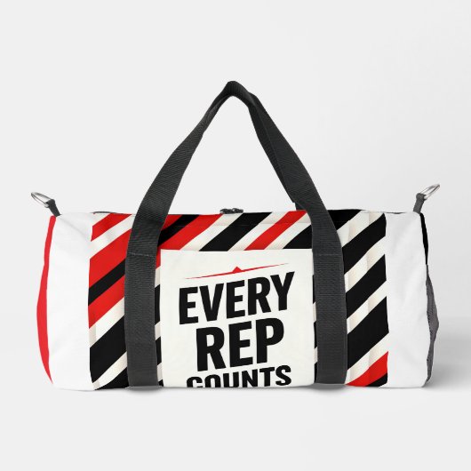 Bold Motivational Poster – “EVERY REP COUNTS” ダッフルバッグ (正面)