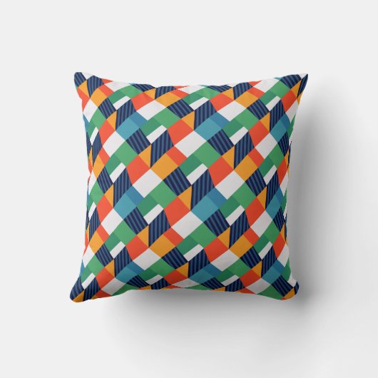 Bold Multicolour Geometric Abstract クッション (裏面)