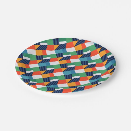 Bold Multicolour Geometric Abstract ペーパープレート (アングル)