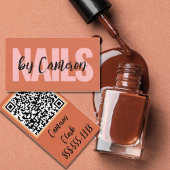 Bold Nail Artist Burnt Orange Background Script  名刺