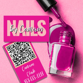Bold Nail Artist Hot Pink Background Script Type 名刺