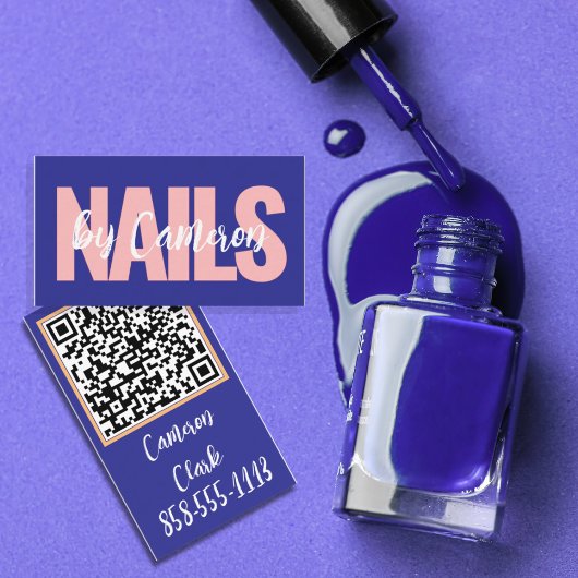 Bold Nail Artist Purple Background Script Type 名刺
