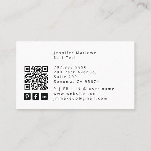 Bold Nail Tech Tarot Card Business Card 名刺 (裏面)