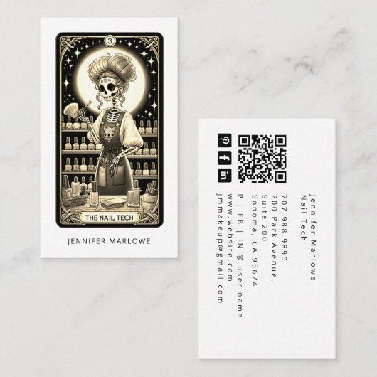 Bold Nail Tech Tarot Card Business Card 名刺 (正面/裏面)