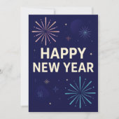 Bold Navy Gold 2026 Celebration Fireworks 招待状 (正面)