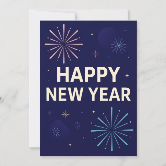 Bold Navy Gold 2026 Celebration Fireworks 招待状 (正面)