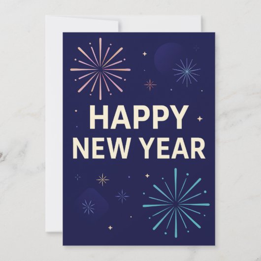 Bold Navy Gold 2026 Celebration Fireworks 招待状 (裏面)