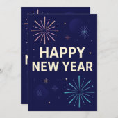 Bold Navy Gold 2026 Celebration Fireworks 招待状 (正面/裏面)