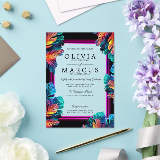 Bold Neon Foliage Acrylic Invitation アクリル招待状 (インサイチュ (ウェディング))