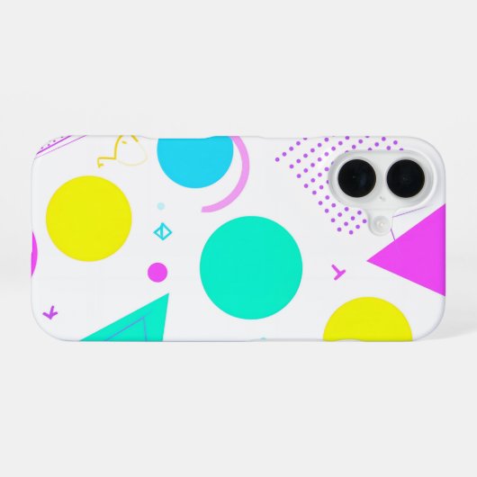 Bold Neon Memphis Geometric 80s Design iPhone 16ケース (裏面横)
