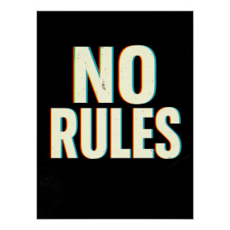 Bold "No Rules" Glitch Effect Typography Art ポスター