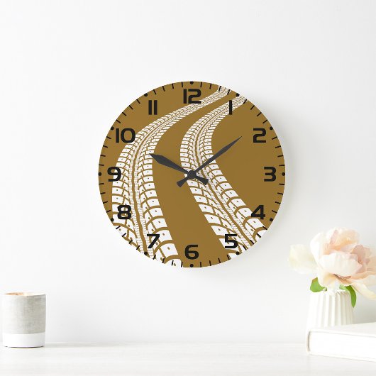 Bold Off-Road Tire Track Rugged Automotive ラージ壁時計