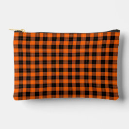 Bold Orange and Black Buffalo Plaid アクセサリーポーチ