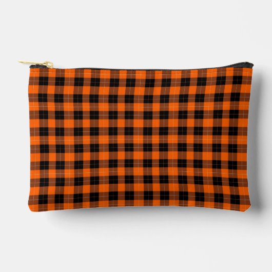 Bold Orange and Black Buffalo Plaid アクセサリーポーチ (正面)