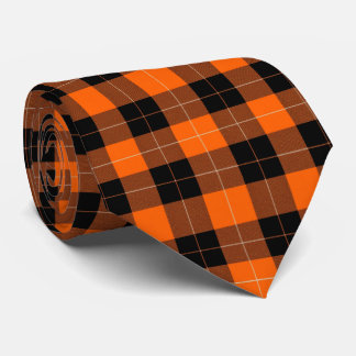 Bold Orange and Black Buffalo Plaid ネクタイ