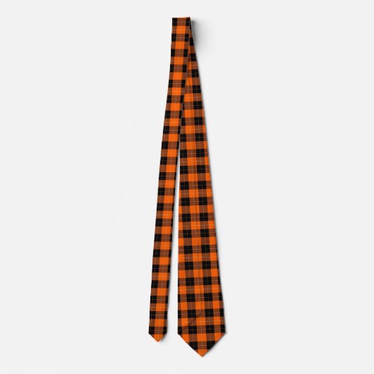 Bold Orange and Black Buffalo Plaid ネクタイ (裏面)