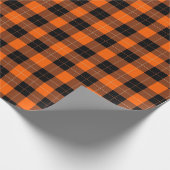 Bold Orange and Black Buffalo Plaid ラッピングペーパー (角)