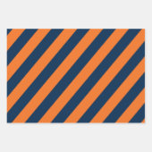 Bold Orange and Navy Blue Stars and Footballs ラッピングペーパーシート (正面2)