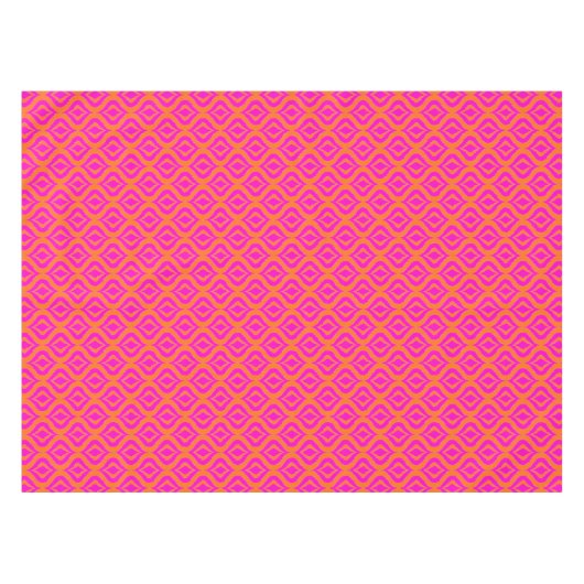 Bold Orange Hot Pink Summer Ikat Ogee Art Pattern テーブルクロス (正面(横))