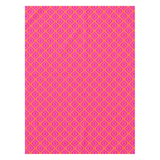 Bold Orange Hot Pink Summer Ikat Ogee Art Pattern テーブルクロス (正面)