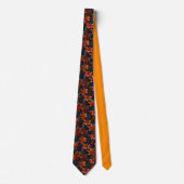 Bold Orange Lily Floral Pattern on Dark ネクタイ (正面)